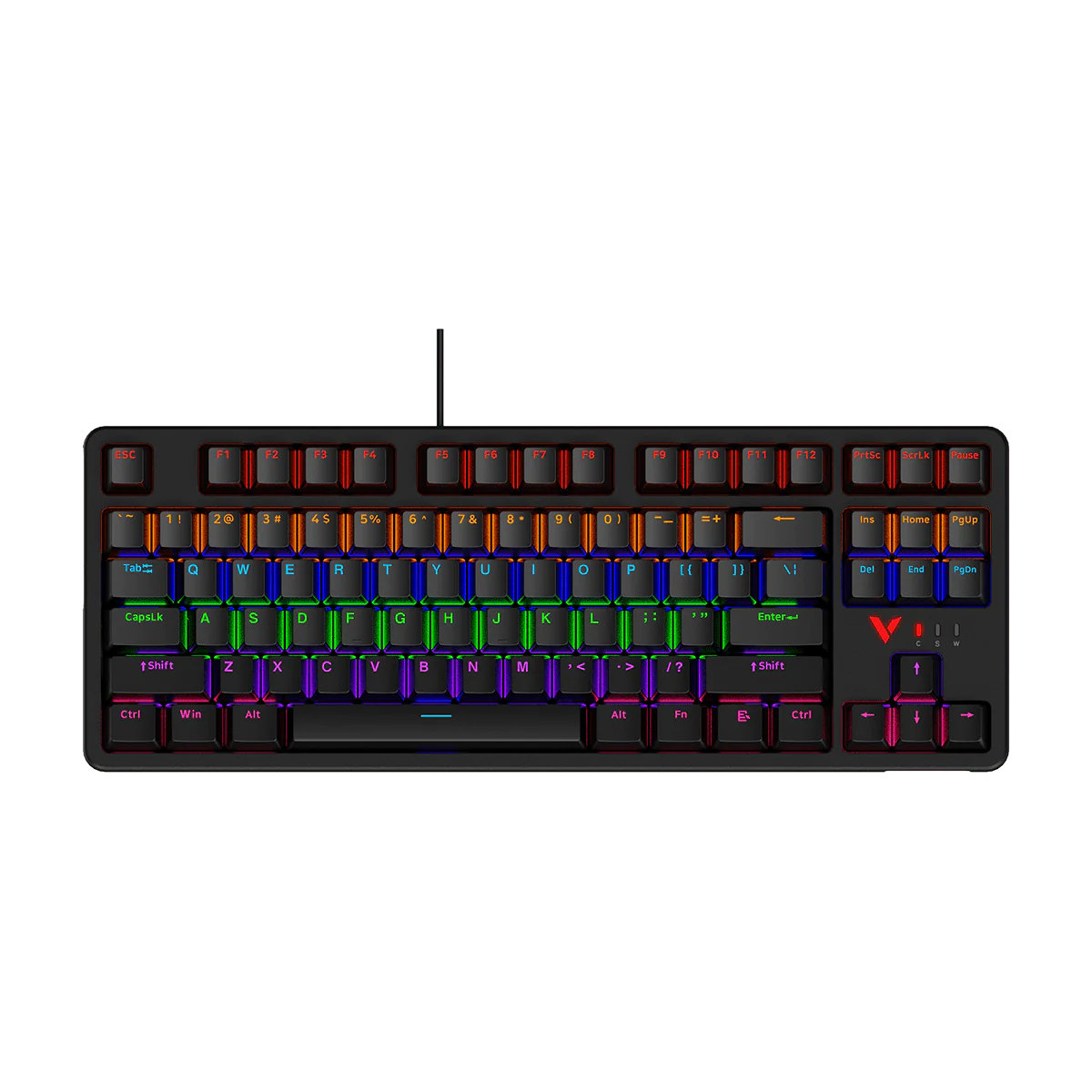 Rapoo V500PRO-87 Wired Mechanical Gaming Keyboard Blue Switch 2024 – کیبورد مکانیکی با سوییچ آبی و نورپردازی RGB