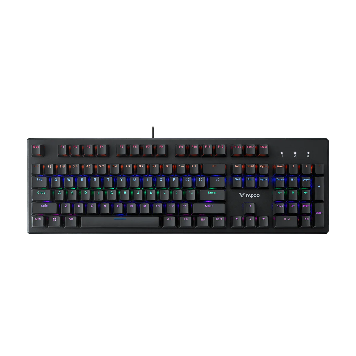 Rapoo V510C Mechanical Gaming Keyboard – کیبورد گیمینگ مکانیکی با نورپردازی RGB و سوییچ آبی