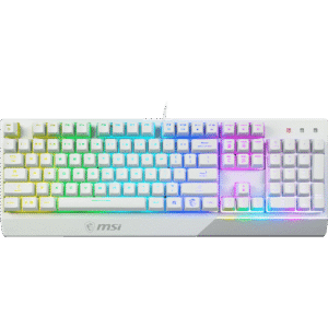 تصویر کیبورد گیمینگ سفید MSI VIGOR GK30 WHITE با نورپردازی RGB و طراحی ضد آب