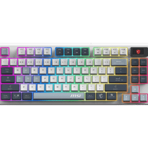 تصویر کیبورد گیمینگ بی‌سیم MSI GK600 TKL Wireless Sky با نور RGB و طراحی جمع‌وجور