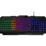 تصویر کیبورد MSI FORGE GK100 با نورپردازی RGB و طراحی کلیدهای شناور