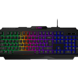 تصویر کیبورد MSI FORGE GK100 با نورپردازی RGB و طراحی کلیدهای شناور