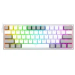 کیبورد مکانیکال ردراگون K617 Fizz سفید خاکستری با سوئیچ قرمز هاتسواپ، نورپردازی RGB و طراحی ۶۰ درصدی برای گیمینگ حرفهای