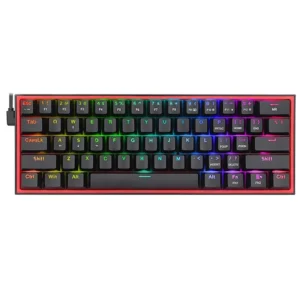 کیبورد مکانیکال ردراگون K617 Fizz RGB مشکی با سوئیچ قرمز هات‌سواپ، نورپردازی RGB و طراحی ۶۰ درصدی برای گیمینگ حرفه‌ای
