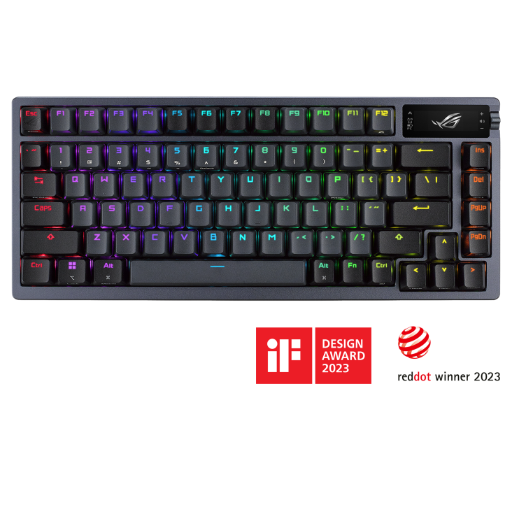 کیبورد مکانیکال ROG Azoth Black US با نمایشگر OLED و اتصال سه‌حالته مناسب گیمینگ