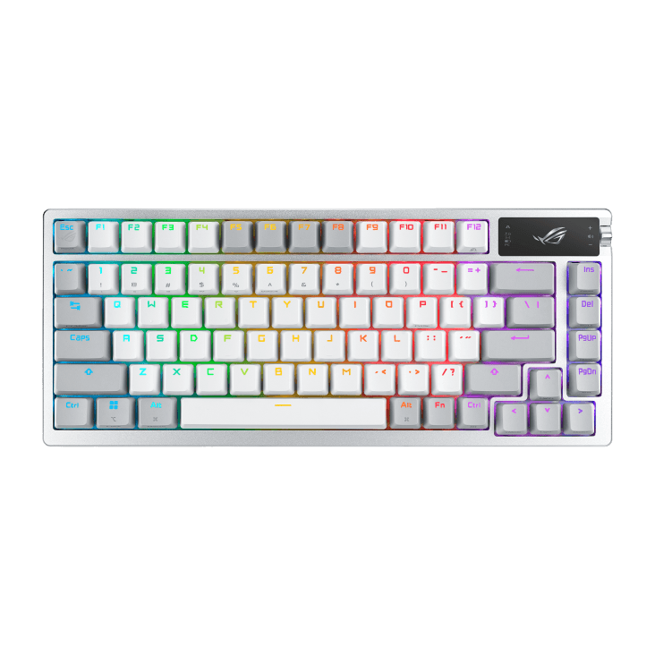 کیبورد مکانیکال ROG Azoth White Arabic با حروف عربی و نمایشگر OLED مناسب گیمینگ
